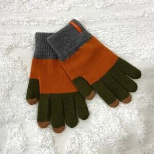 VERLOOP Women's Color-Block Knit Gloves Orange/Gray Sz OS Cozy Warm Touchscreen